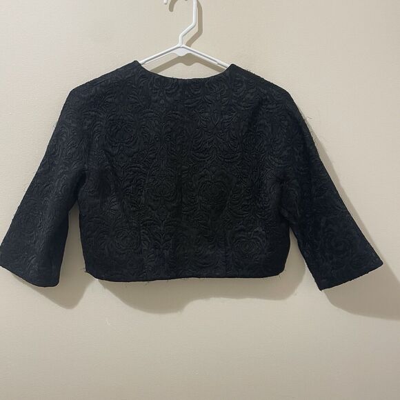 Raoul Black Interference Ivory Brocade 3/4 Sleeve Short Shoulder Jacket Size 2 - Picture 5 of 5